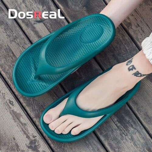DOSREAL Summer womens flip flops ladies soft bathroom slippers mens non-slip outdoor beach shoes couple slippers plus size 46