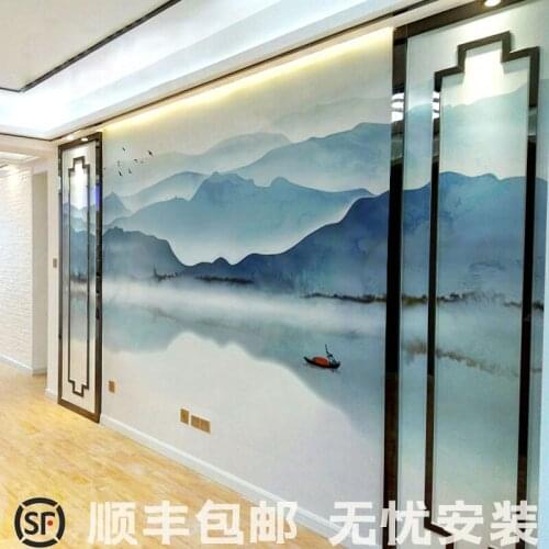 TV background wall painting New Chinese landscape painting living room bedroom film and television wall small house wallpaper