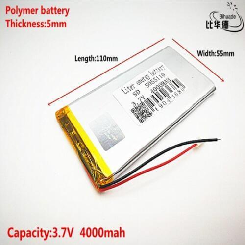 Good Qulity 3.7V,4000mAH 5055110 Polymer lithium ion / Li-ion battery for tablet pc BANK,GPS,mp3,mp4