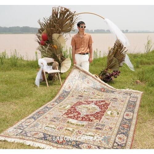 6'x9' Red Traditional Persian Silk Carpet Nain Hand Made Tabriz Rug (SL179A 6x9)