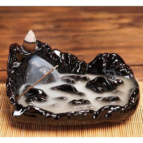 Creative Retro Backflow Ceramic Incense Burner Ceramic Glaze Incense Smoke Cone Burner Censer Tower Holder Indoor Smoke Ornament