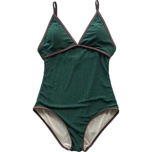 Summer Women Deep V Neck Solid Color Skinny Monokini One Piece Swimsuit Swimwear Sexy Bathing Suit Beachwear Bikini Set