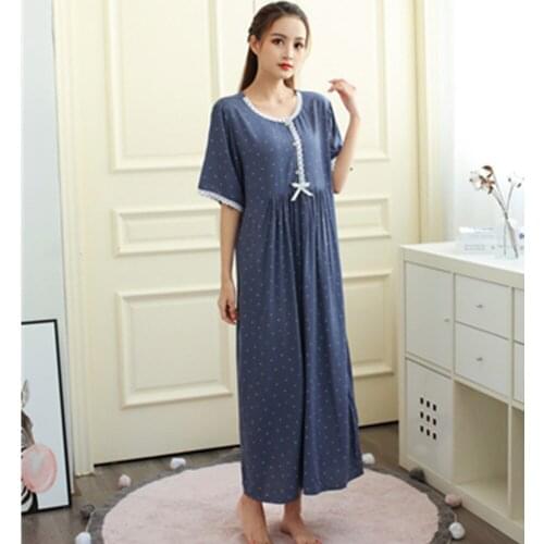 Summer Nightdress Women Cotton Short Sleeve Breathable Nightgown Homewear M-XXL Loose Lady Princess Sleepwear Sleepdress
