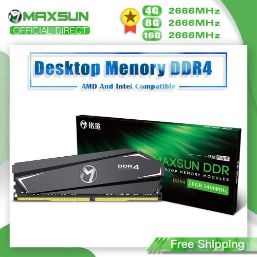 MAXSUN Full New RAMs 4GB 16GB RAM DDR4 8GB 2666MHz Memoria Voltage 1.2V 3-year Warranty Memory Desktop Dimm with Heat Sink