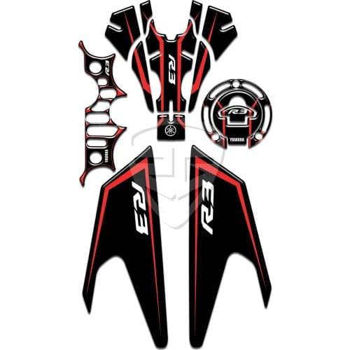 New pattern motorcycle 3D Black Red tank buffer pad protection decal protective sticker for Yamaha YZF R3 YZFR3 2019