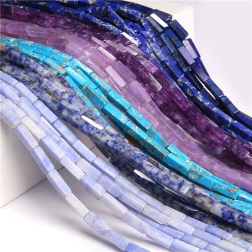 Natural Stone Square Agates Lapis Quartz Unakite Opal Beads Loose Spacer Tube Bead Bracelet Necklace For Jewelry Making 4 * 13mm