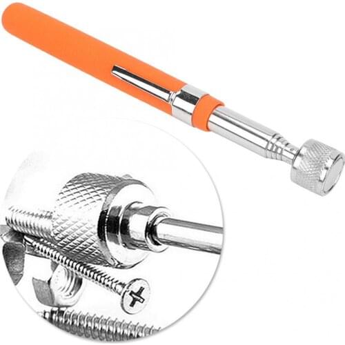 Non-slip Magnetic Telescopic Retractable Pickup Stick Pick up Tool with LED Light Orange auto repair tools