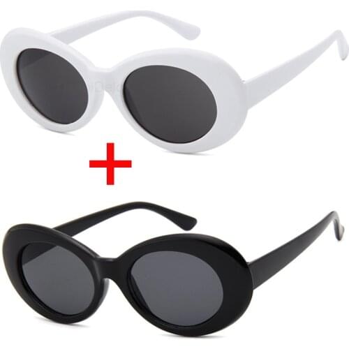 2pcs/lot Clout Goggle Kurt Cobain Sunglasses Men Women Vintage Oval Round Sun glasses Fashion Ladies UV400 Eyewear Gafas De Sol