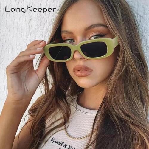 New Small Rectangle Sunglasses Women Vintage Brand Designer Hip Hop Square Green Sun Glasses Female Eyewear zonnebril dames