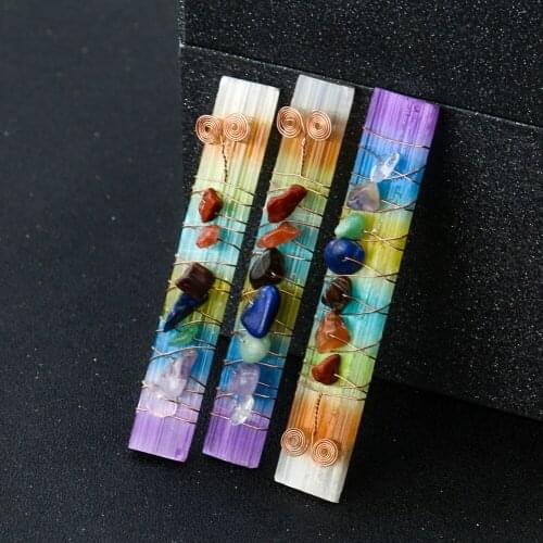 Gypsum Seven Chakra Rough Stone Home Living Room Decor Handmade Jewelry Meditation Healing Energy Stone Paperweight Feng Shui