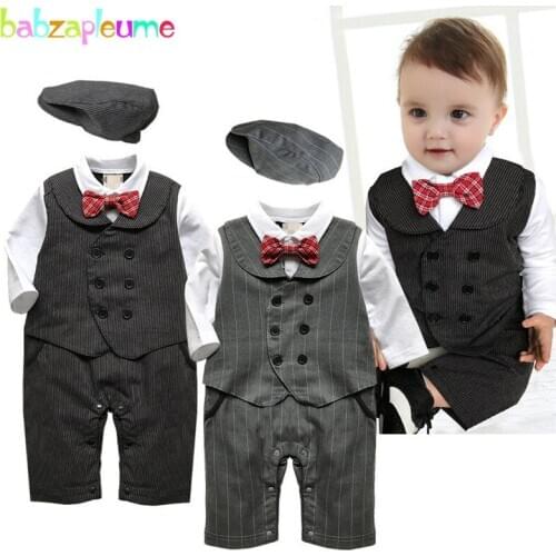 Autumn Winter Baby Clothes Boys Gentleman Style Infant Rompers Jumpsuits Children Clothing Toddler Outfits Newborn set Kids A084