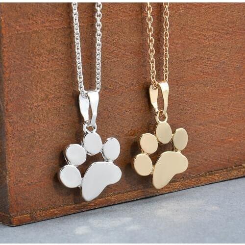 Paw Necklace Silver Gold Dog Cat Necklace For Women Jewelry Accessories Animal Paw Pet Choker Pendant Footprints Girls Gift