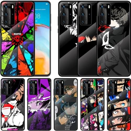 Hot Anime Persona 5 Game For Huawei P40 P30 P20 P10 Pro Plus Lite 5G 2019 Tempered Glass Cover Shell Luxury Phone Case