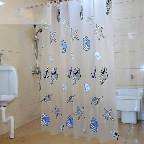 Sea Star Print Peva Bathroom Curtain Transparent Shower Curtain Waterproof rideau de douche tissu impermeable T112