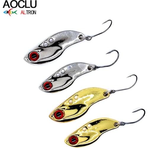 AOCLU small Lure Fishing Spoons Metal VIB 3.7g 5.3g Gold Silver Metal Casting Jig Lures with Single Hook Fishing Lures
