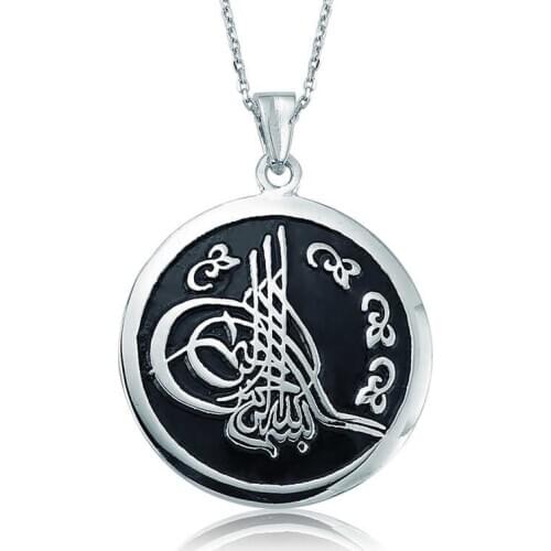 Silverlina Silver Round Tuğralı Lady Necklace