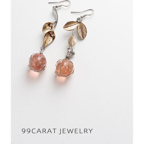 99 carats European and American fashion brand, two color gold-plated long luminous crystal earrings, temperament, luminous femal