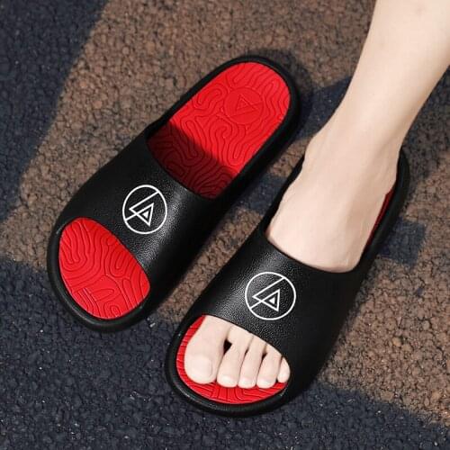 Summer Men Home Slippers Soft Bottom EVA Non-Slip Outdoor Beach Flip Flops Male Casual Slides Man Sandals Fashion Black Red