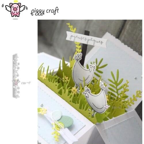 Piggy Craft metal cutting dies cut die mold Flower grass edge strips Scrapbook paper craft knife mould blade punch stencils dies