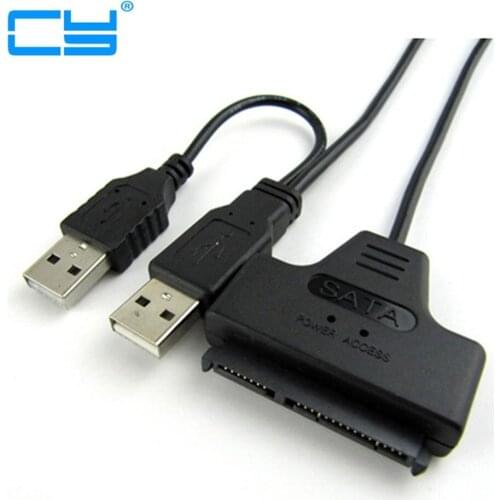 VENDA OUENTE Luz Negra Pin Cabo AdaptadorUSB 2.0 para SATA 7+15 Pin 22 a 2.5 "HDD unidade de Disco Rigido Com CaboDe Energia USB