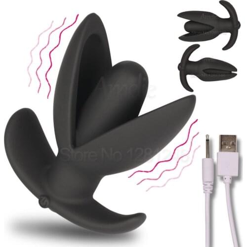 10 Mode USB Anal Vibrators Prostate Massager Vibrating Opening Butt Plug Anus Dilators Adult Erotic Sex Toys for Woman Men Gay