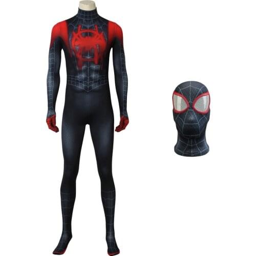 Adult Superhero Verse Miles Morales Jumpsuit Cosplay Costume Halloween Masquerade Party Bodysuit