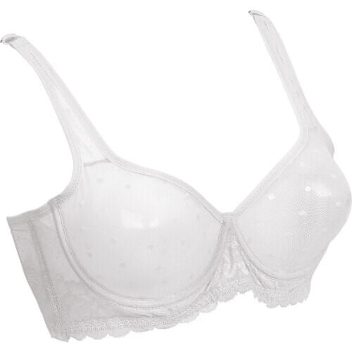 New Women White Lace Bra Mesh Ultra Thin Cup Bras Sexy Lingerie See Through 32 34 36 38 40 42 44 A B C D DD E DDD F