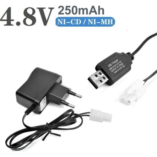 100Pcs 4.8V 250mAh Charger For Ni-Cd Ni-MH Battery Pack EL6.2-2P KET-2P Tamiya Plug for RC Toys Robot Car Boat Tank 4.8v Charger