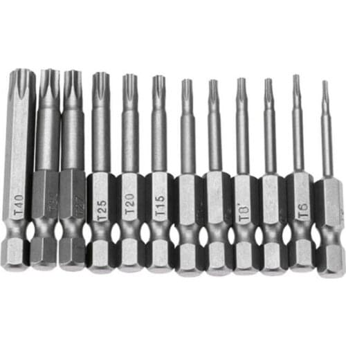 12pcs Tamper Proof Security Drill Bit Set Torx Screwdriver Flat Head 1/4" Hex F1fc Torx Bit Set