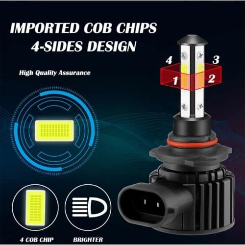 2pcs 4-Sides H7 H11 HB3 9005 HB4 9006 LED Headlight Car Headlamp 6000K Beam Bulb