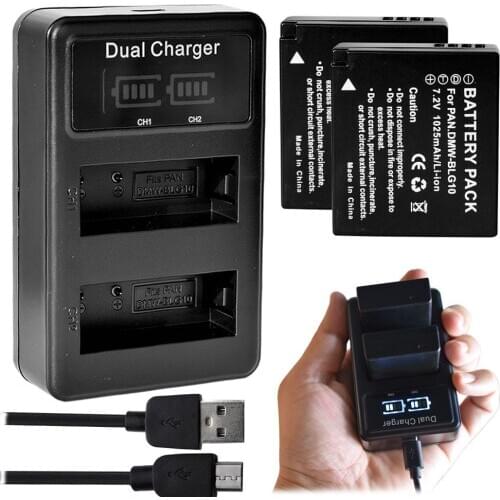 2 Pack Battery + LCD DUAL Charger for Leica BP-DC15 Leica D-Lux 7 D-Lux7 Type 109 C-Lux