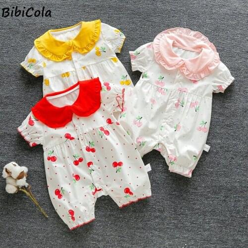 2021 cotton Baby romper Short Sleeve baby clothing One Piece Summer Unisex Baby Clothes girl and boy jumpsuits Cute cherry
