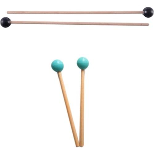 4Pcs Soft Rubber Head Sticks Wood Handle Bell Mallets for Glockenspiel Xylophone Bell Parts, Black & Green
