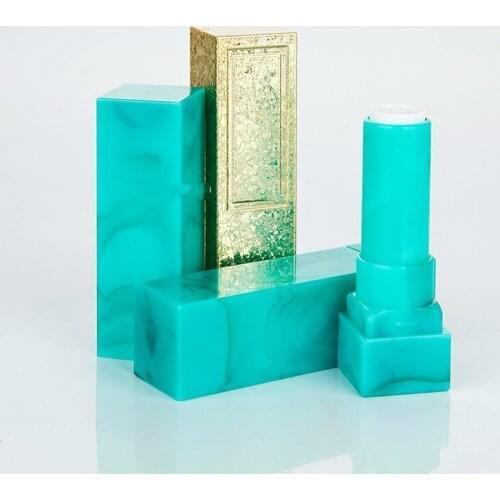 12.1mm Lipstick Tubes Marble Green Square New Arrival Empty Makeup Packaging Cosmetic Lip Balm Refillable Bottles 40Pcs