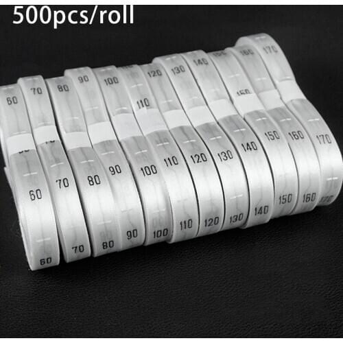 500Pcs/Roll Clothing Number Size Label white For Children Garment Clothes T Shirt Dress Cloth Fabric Label Tag 60-170 35*12mm