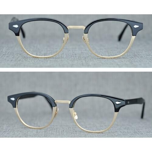Acetate Glasses Frame Men Women Vintage Half Rim Eye Glasses Optical Myopia Prescription Eyeglasses Frames Eyewear Clear Oculos