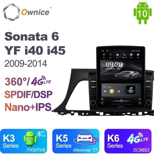 Ownice Android 10.0 Car Radio for Hyundai Sonata 6 YF i40 i45 2009 - 2014 GPS 2 Din Auto Audio System Stereo 4G LTE Tesla Style