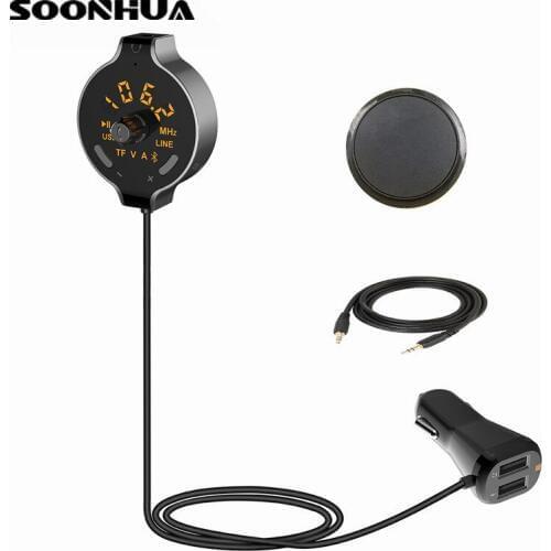 SOONHUA Q8S Bluetooth Dual USB Car Charger 4.2 Handsfree Car Kit Mp3 Music Player TF Card Play LED Display 5V 2.1A Car Charger