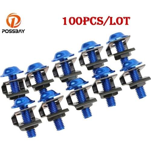 POSSBAY 100Pcs/Set Motorcycle Nuts Bolts M6 25mm Rack Mount Cage Nuts&Screws Washers Square Clips Server Bicycle Nuts Bolts