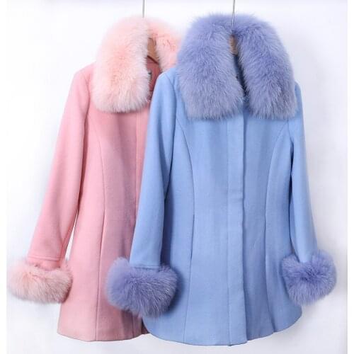 MAOMAOKONG brand store autumn and winter ladies coat wool coat coat fox fur grass collar hair thin outdoor jacket top