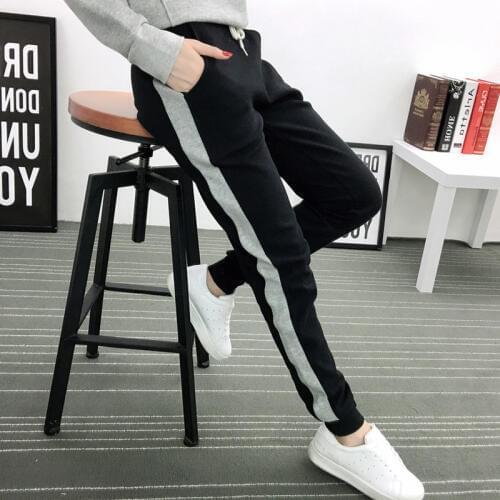 Womens Spring Autumn Large Size Loose Cotton Sweatpants Fashion Stitching Feet Trousers Harem Pants Casual Womens Pants 2019