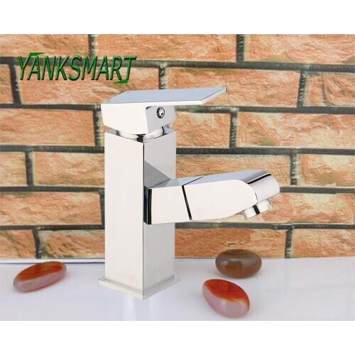 YANKSMART Chrome Pull Out Kitchen / Bathroom Basin Faucets Deck Mounted Single Handle Faucet Cold & Hot Water Mixer Tap