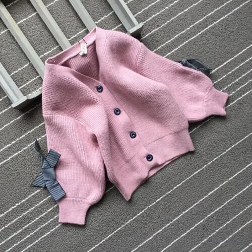 Korean Style Girls Cardigan Sweaters Fall Autumn Girls Clothes Kids Toddler Knitted Coat DT216