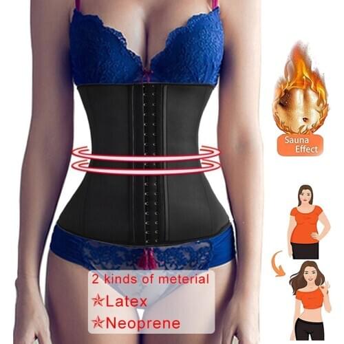 Women Latex Waist Trainer 9-Steel-Boned Corsets Long Torso Weight Loss Neoprene Underbust Sports Girdle Body Shaper Shapewear