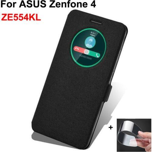 Open window leather case For ASUS Zenfone 4 ZE554KL cover shell ZE 554KL phone cases 5.5" Zenfone4 flip case ZE554KL back cover