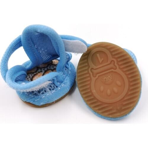 Good-Looking Cotton Canvas Pet Dog Anti-Skid Dirt Waterproof Portable Four-Color Outdoor Sports Casual Rubber Soles Shoes