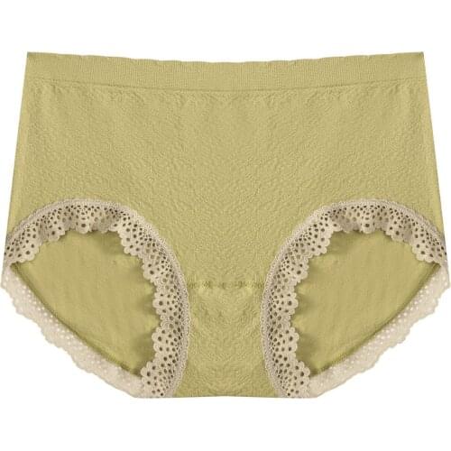 Cream floral lace middle waist cotton block bacteriostatic non-trace panties for ladies plus size briefs