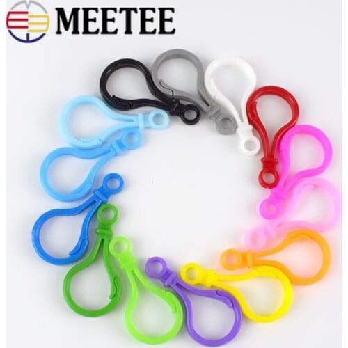 Meetee 100/300pcs Plastic Buckles Keychain Snap Hook Lobster Clasp DIY Backpack Sewing Handmade Bag Purse Accessories F7-3