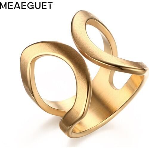 Trendy Women Stainless Steel Party Rings Open Cuff Cross X Statement Finger Ring Femme