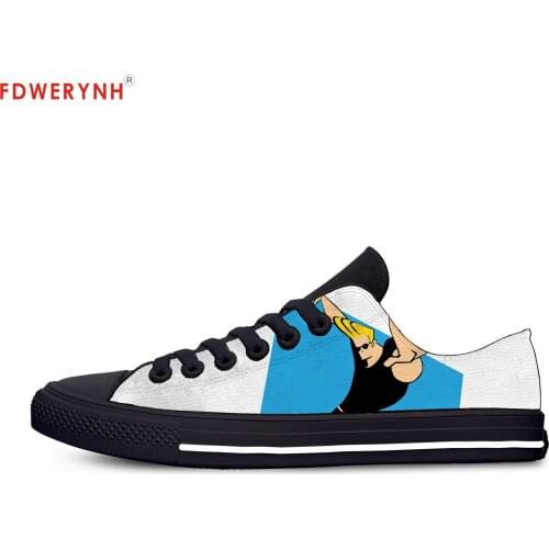 Mens Casual Shoes Johnny Bravo Biceps Fitness Red MuscleNerd Body Building Top Cartoon Print Canvas Casual Shoes